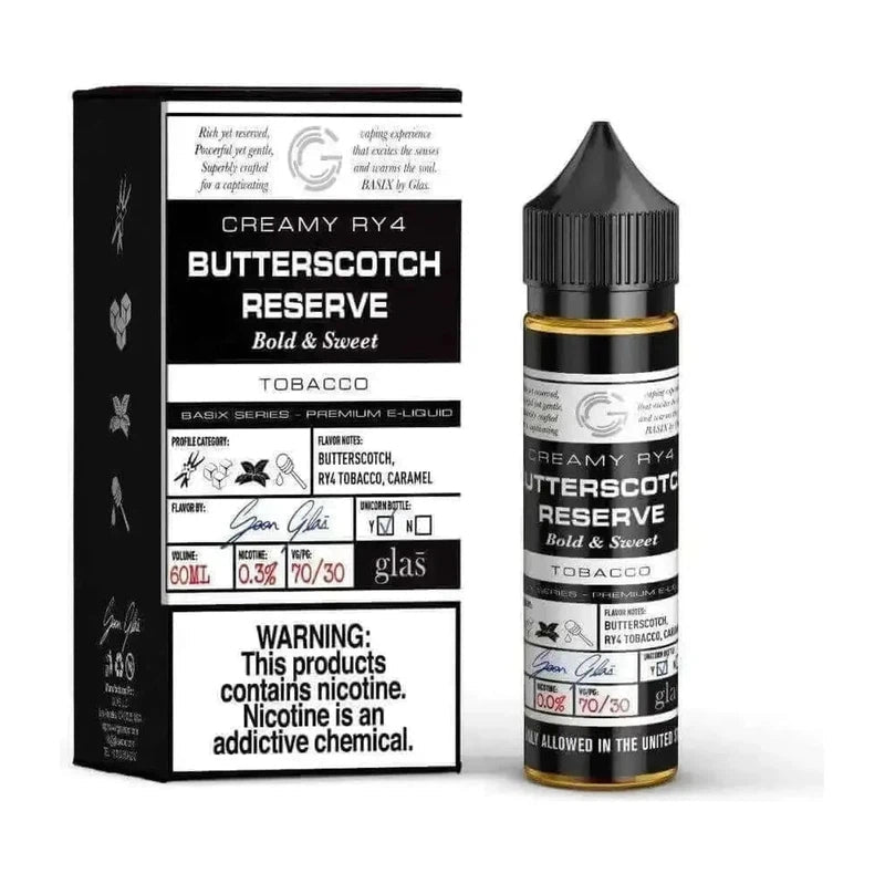 GLAS BASIX E-LIQUID BUTTERSCOTCH RESERVE - 60ML - E-Juice Steals