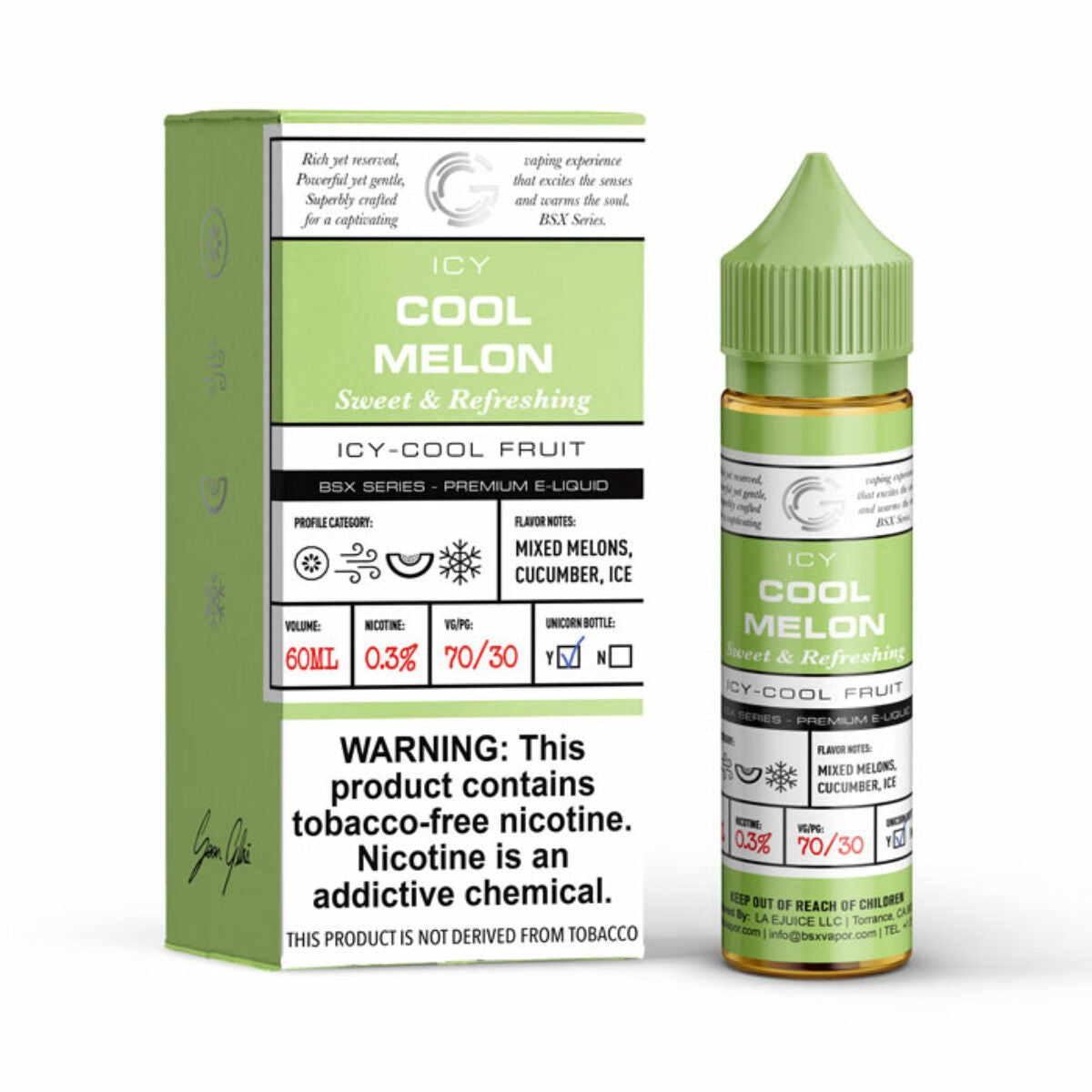 GLAS BASIX E-LIQUID COOL MELON - 60ML - E-Juice Steals