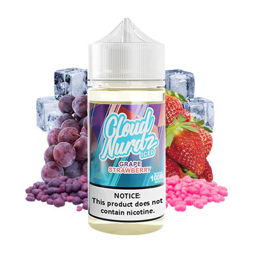 CLOUD NURDZ E-LIQUID GRAPE STRAWBERRY ICED - 100ML - E-Juice Steals