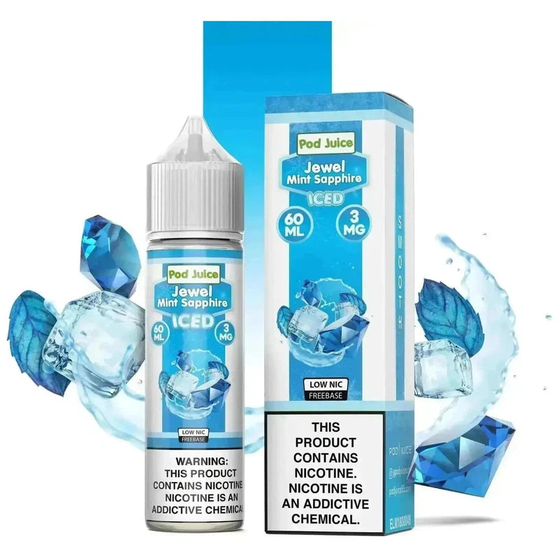 SALE! POD JUICE E-LIQUID JEWEL MINT SAPHIRE ICE - 60ML - E-Juice Steals