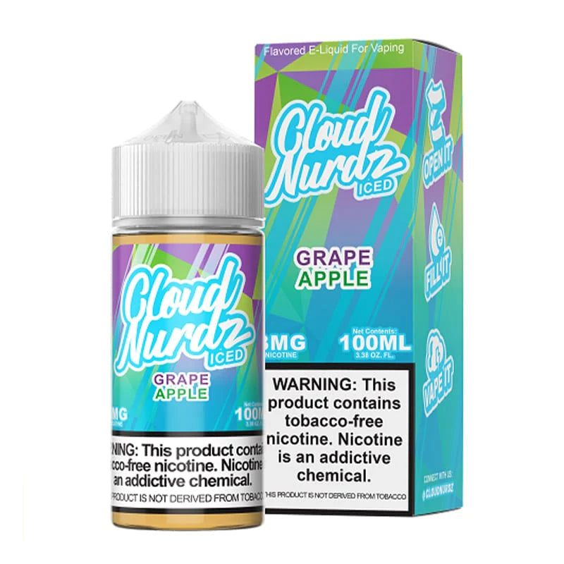 SALE! CLOUD NURDZ E-LIQUID ICED GRAPE APPLE - 100ML - E-Juice Steals