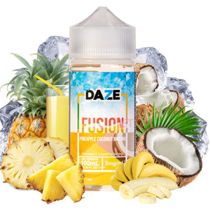 7DAZE E-LIQUID FUSION ICED PINEAPPLE COCONUT BANANA - 100ML - E-Juice Steals
