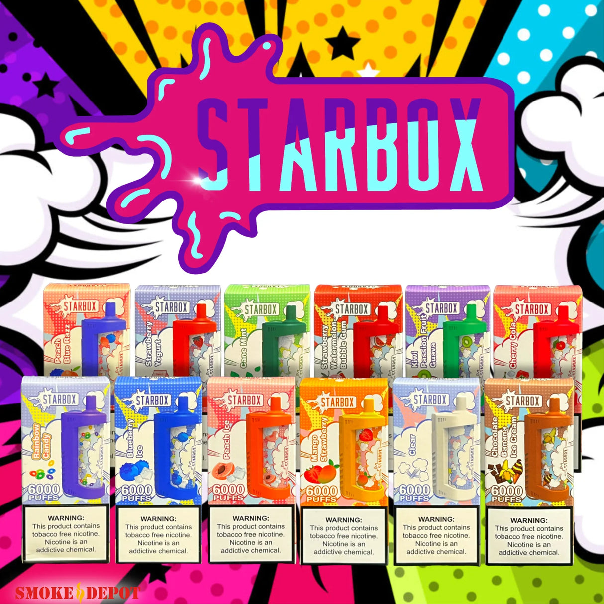 Starbox Disposable Device | 5% Nic | 6000 Puffs | Many Flavor Options