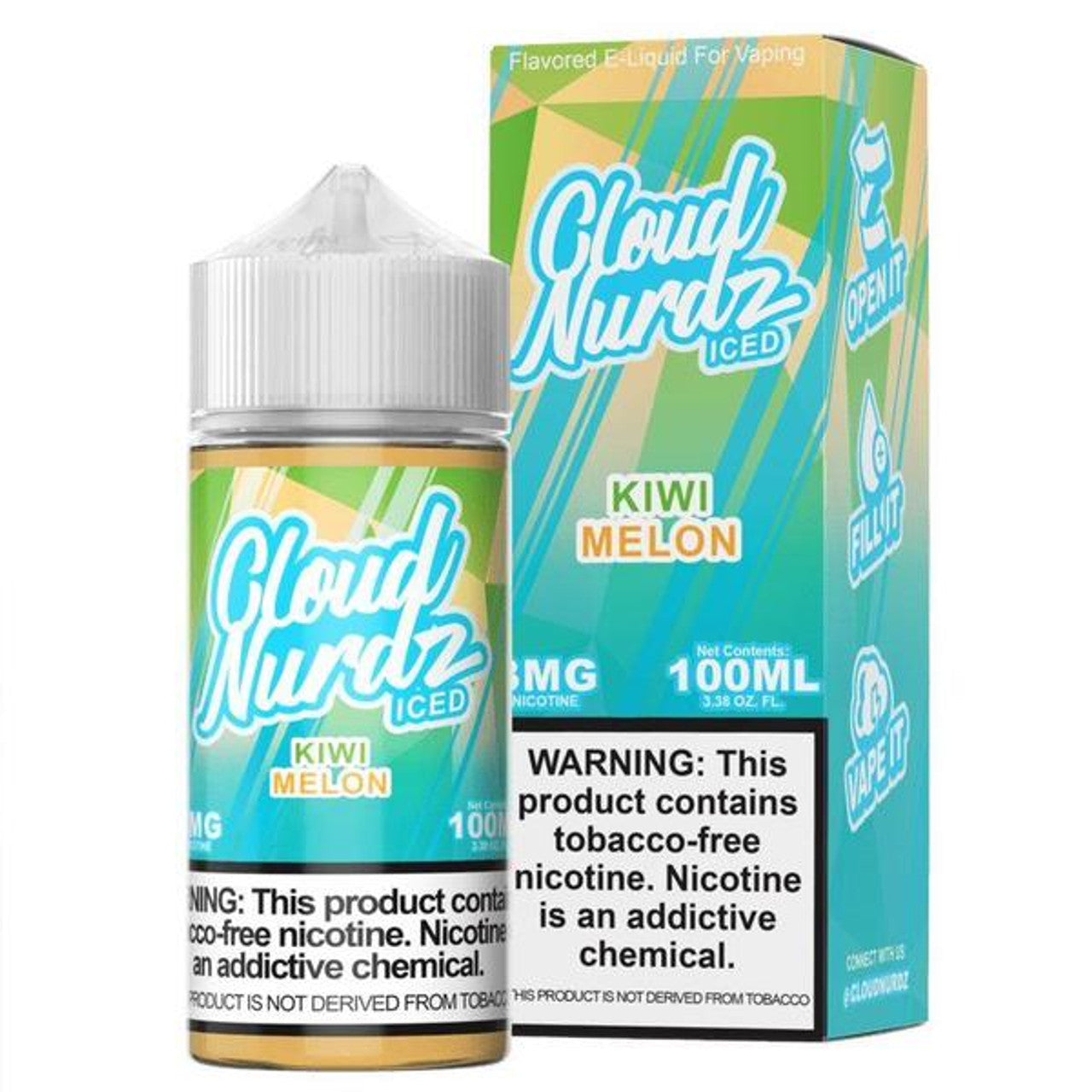 CLOUD NURDZ E-LIQUID KIWI MELON ICED - 100ML - E-Juice Steals